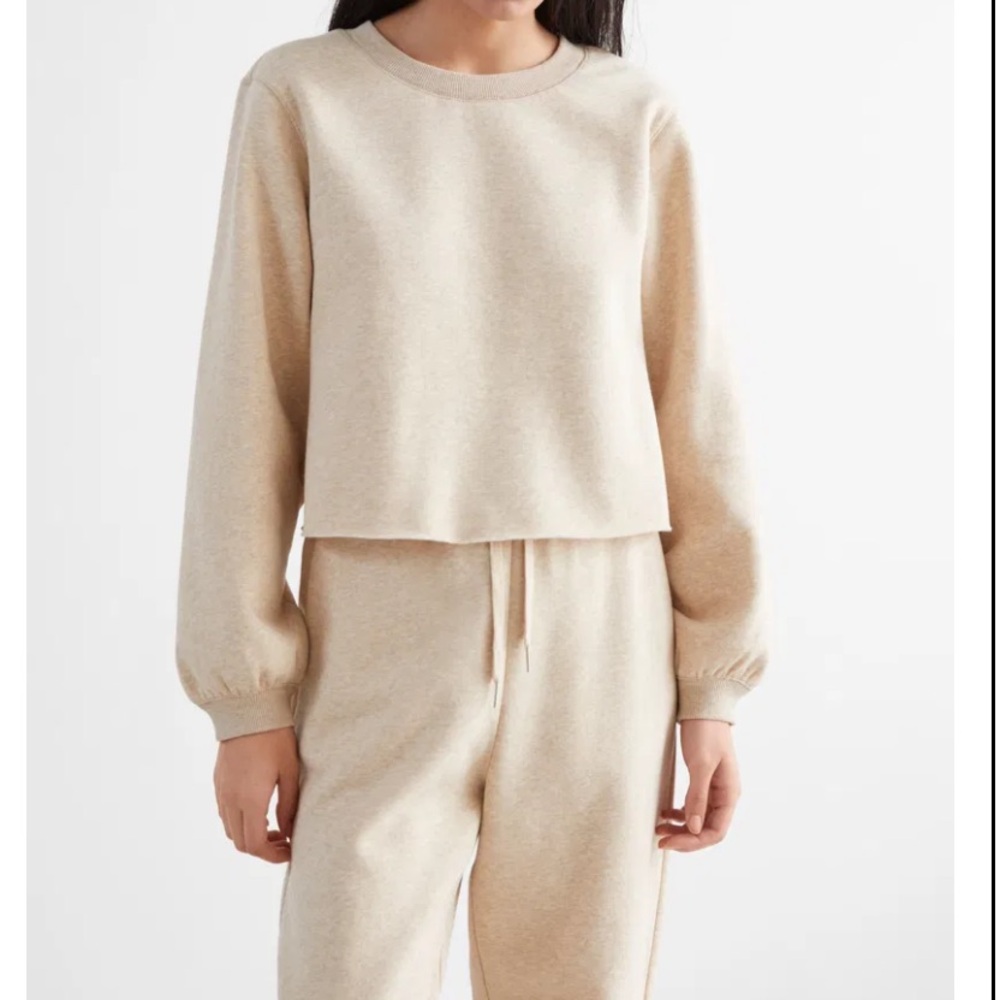 SET & Other Stories cotton blend sweatshirt and sweatpants in beige - BEIGE